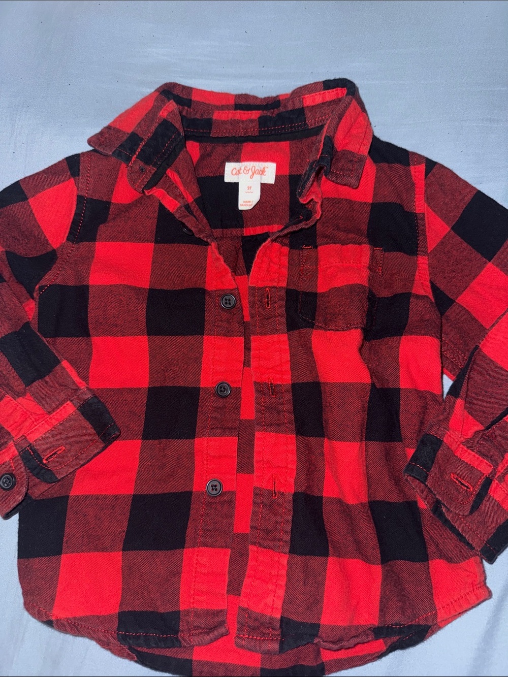 Cat & Jack Red and Black Buffalo Plaid Button-Down Shirt